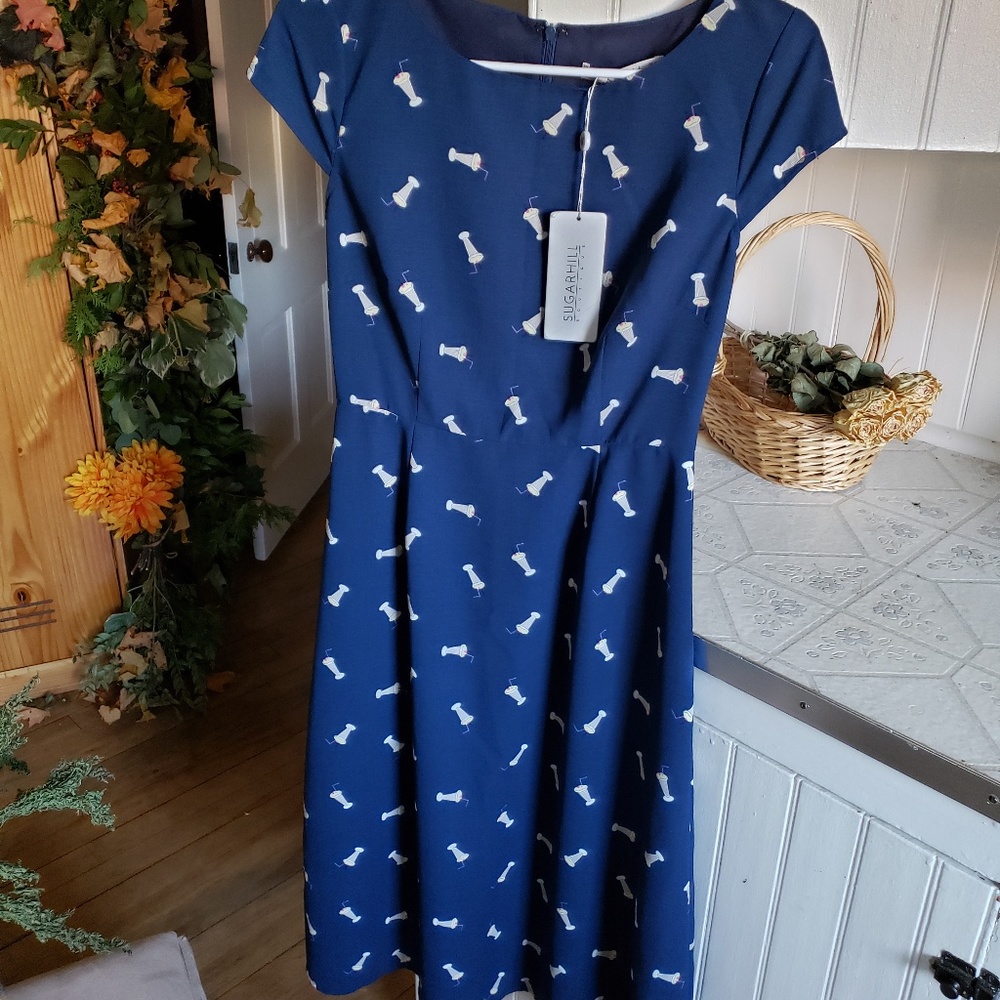 Sugar Hill navy blue milkshake dress with tags